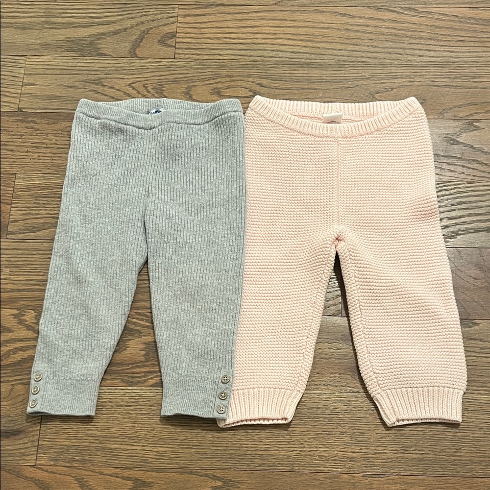2 pair of girls sweater leggings 6-12 months EUC